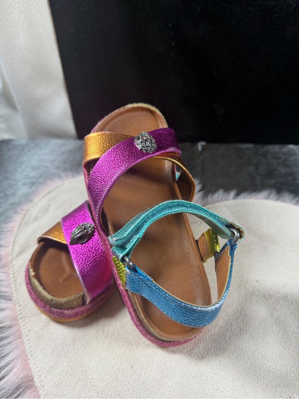 Kurt Geiger Kids Metallic Multicolor Strappy Sandals - Pink, Gold, Teal, Blue